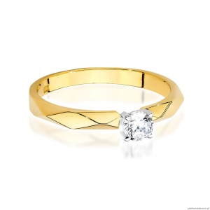 Pierścionek W484 Diament 0,15ct żółte złoto