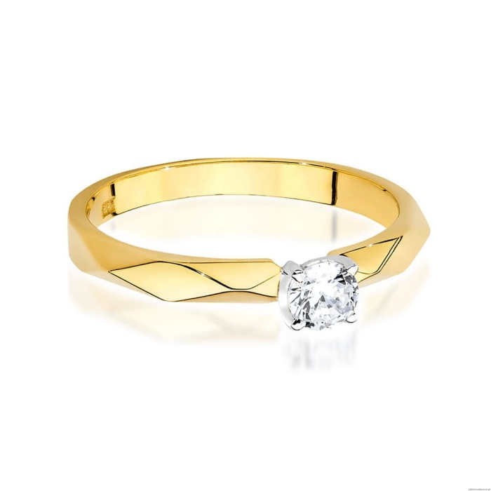 Pierścionek W484 Diament 0,15ct żółte złoto