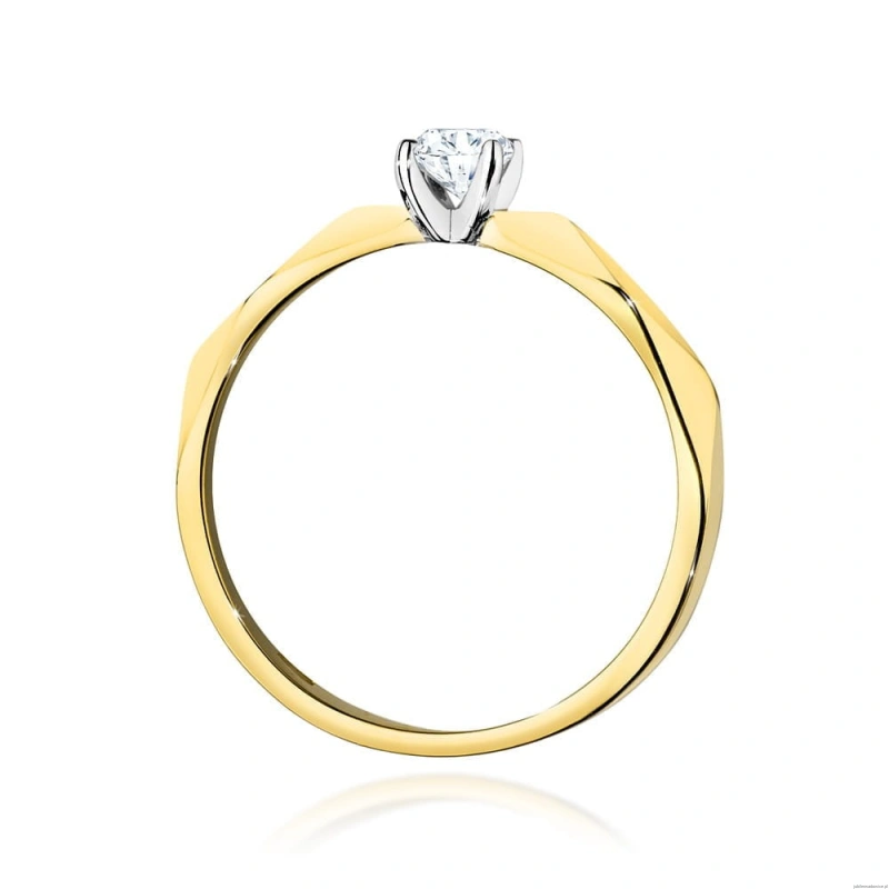 Pierścionek W484 Diament 0,15ct żółte złoto