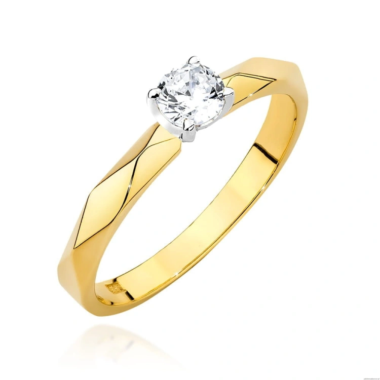 Pierścionek W484 Diament 0,20ct żółte złoto