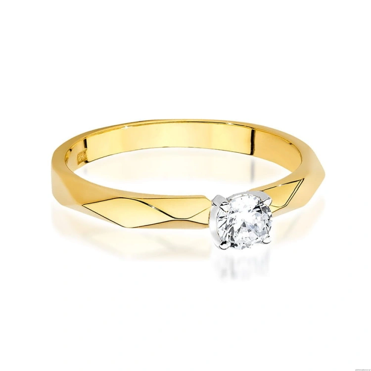 Pierścionek W484 Diament 0,20ct żółte złoto