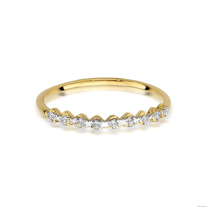 Pierścionek W504 z diamentami żółte złoto