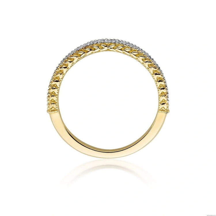 Pierścionek W507 z diamentami żółte złoto