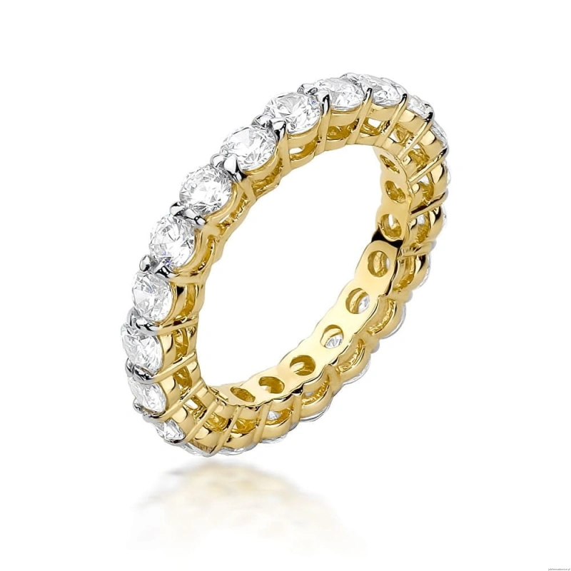 Pierścionek W0519 z diamentami żółte złoto
