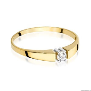 Pierścionek W524 Diament 0,10ct żółte złoto