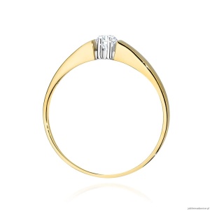 Pierścionek W524 Diament 0,10ct żółte złoto