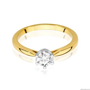 Pierścionek W539 Diament 0,40ct żółte złoto