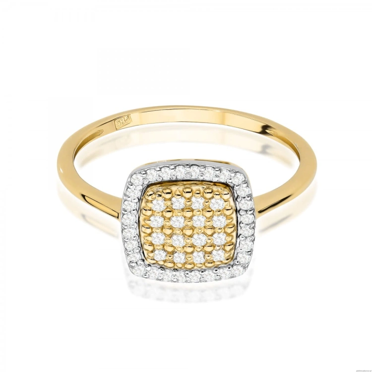 Pierścionek W568 z diamentami żółte złoto
