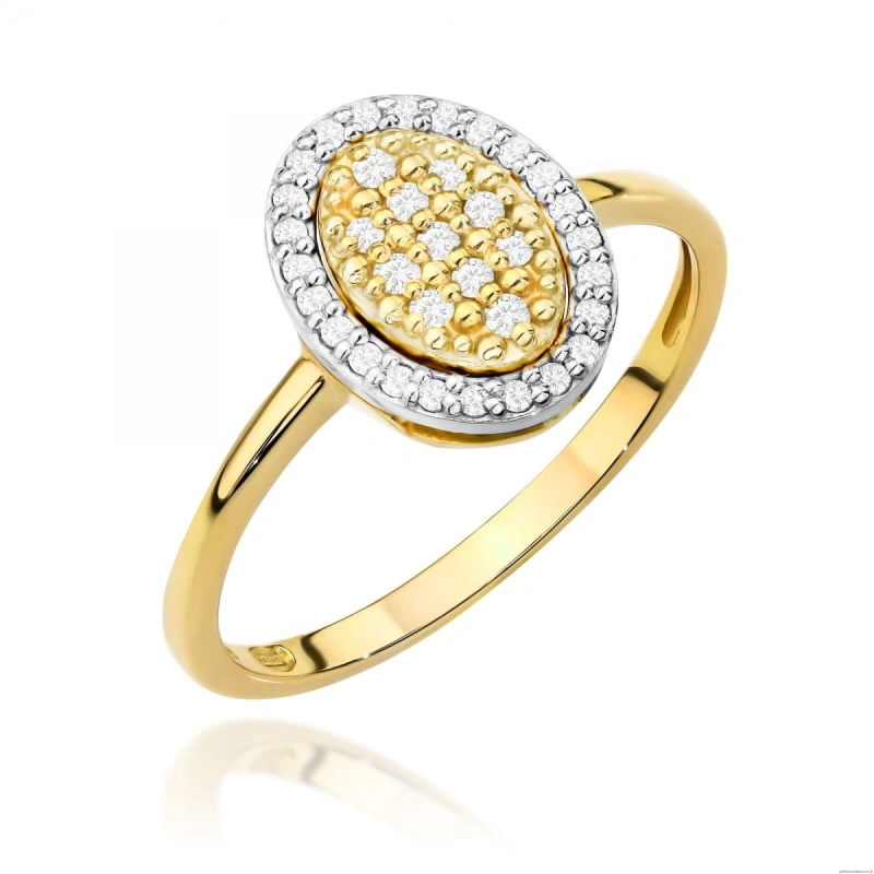 Pierścionek W570 z diamentami żółte złoto