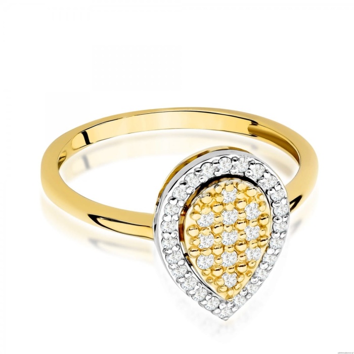 Pierścionek W571 z diamentami dwukolorowe złoto
