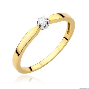 Pierścionek W561 Diament 0,04ct żółte złoto