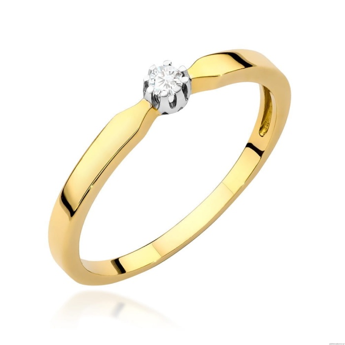 Pierścionek W561 Diament 0,04ct żółte złoto