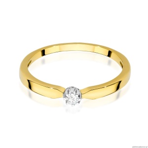 Pierścionek W561 Diament 0,04ct żółte złoto