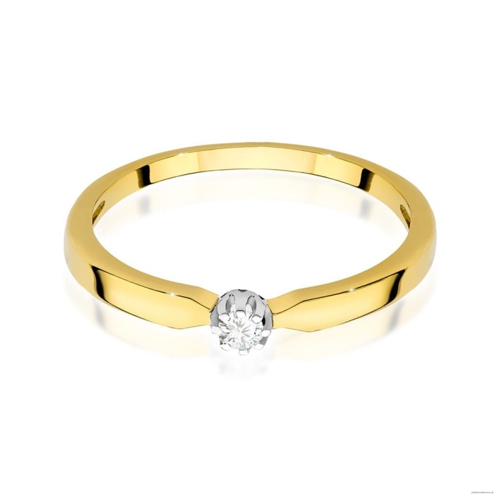 Pierścionek W561 Diament 0,04ct żółte złoto