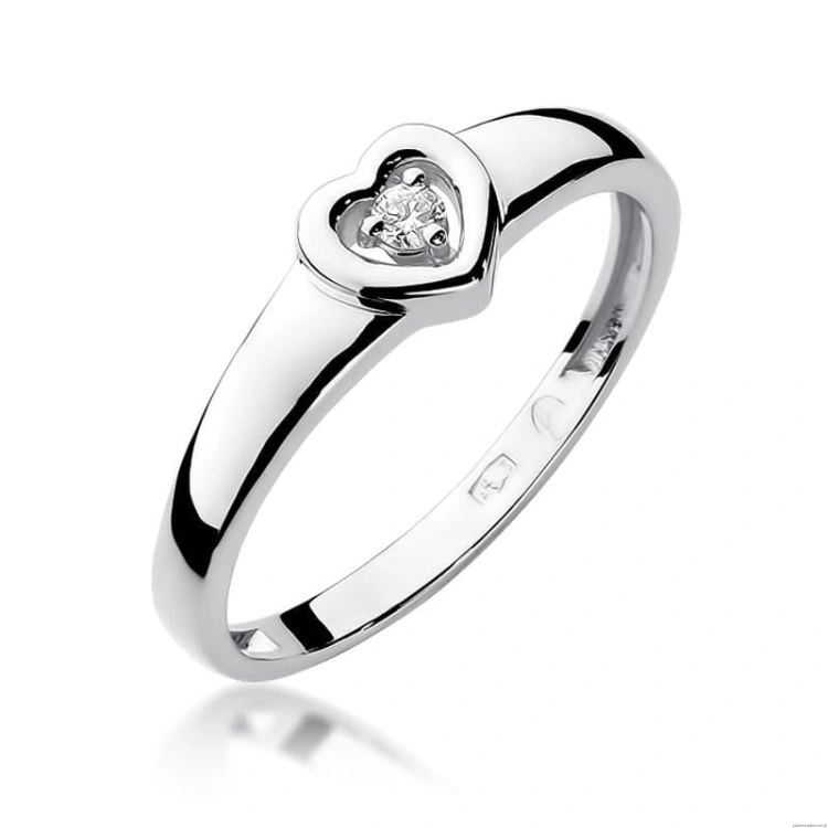 Pierścionek W001 Diament 0,04ct białe złoto