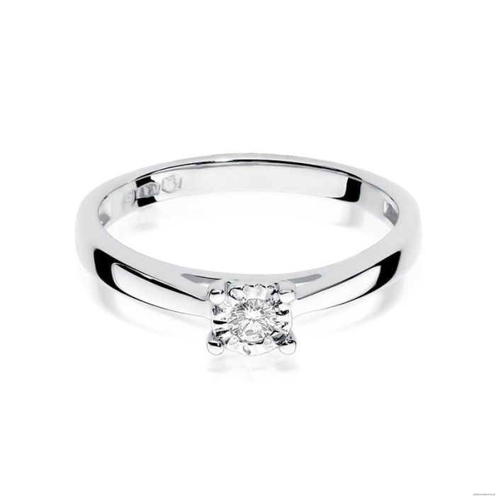 Pierścionek W007 Diament 0,08ct białe złoto