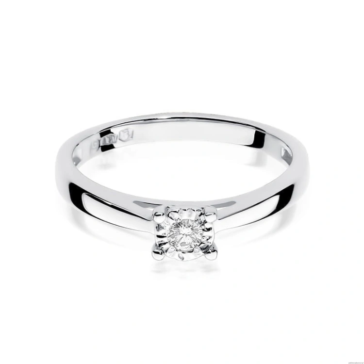 Pierścionek W007 Diament 0,08ct białe złoto