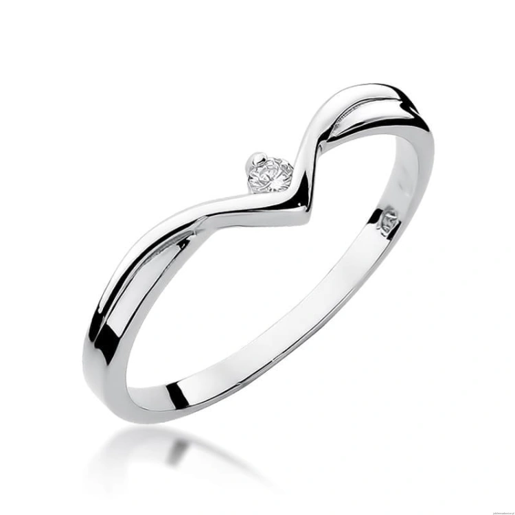 Pierścionek W051 Diament 0,04ct białe złoto