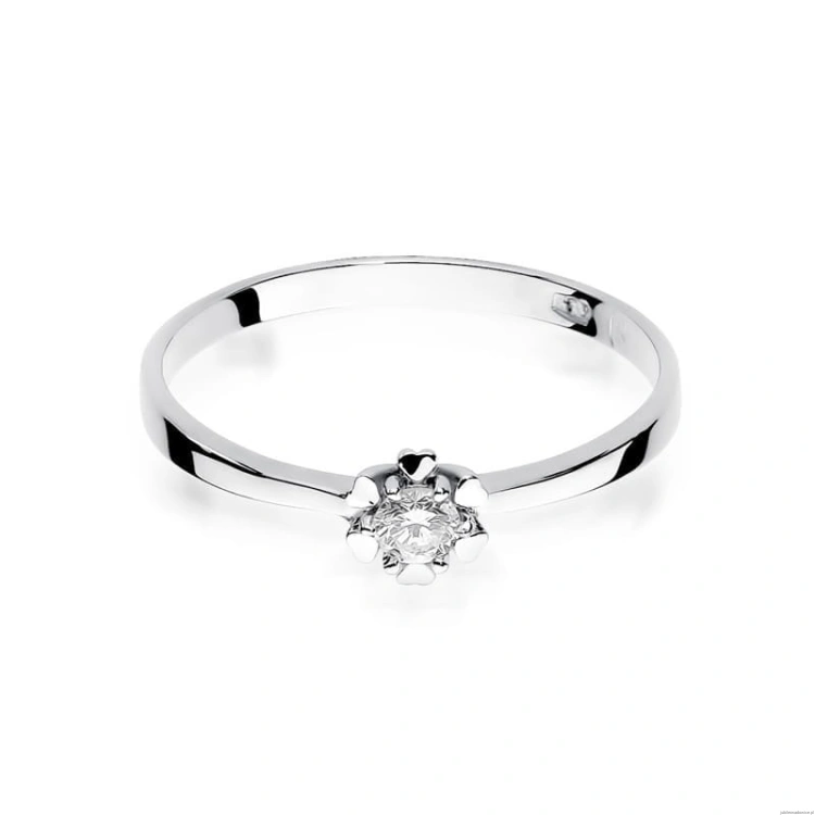 Pierścionek W053 Diament 0,10ct białe złoto