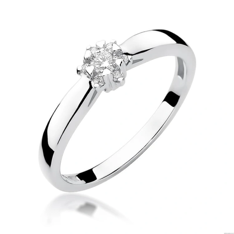 Pierścionek W061 Diament 0,10ct białe złoto