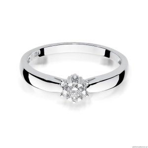 Pierścionek W061 Diament 0,10ct białe złoto