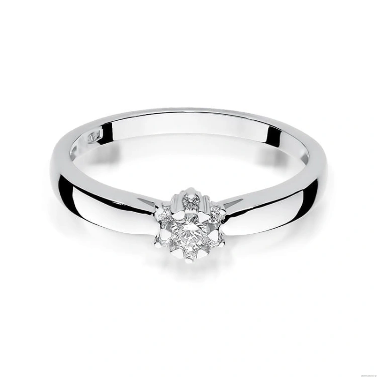 Pierścionek W061 Diament 0,10ct białe złoto