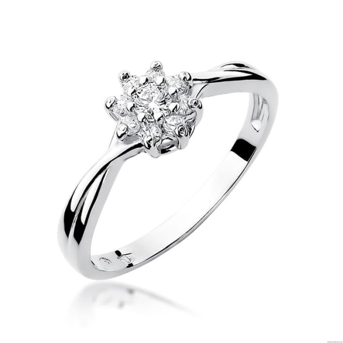 Pierścionek W072 Diament 0,10ct białe złoto
