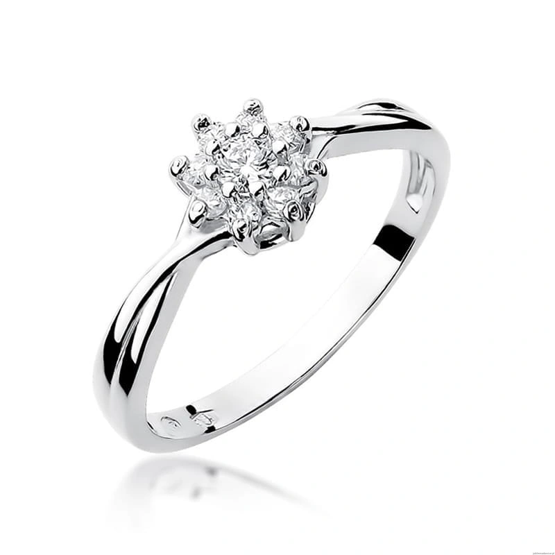 Pierścionek W072 Diament 0,10ct białe złoto