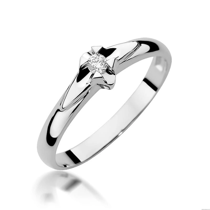 Pierścionek W088 Diament 0,04ct białe złoto