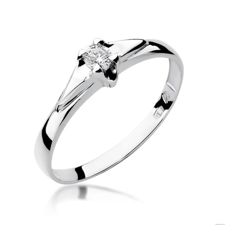 Pierścionek W088 Diament 0,10ct białe złoto