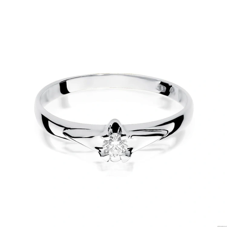 Pierścionek W088 Diament 0,10ct białe złoto