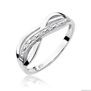 Pierścionek W090 z diamentami białe złoto