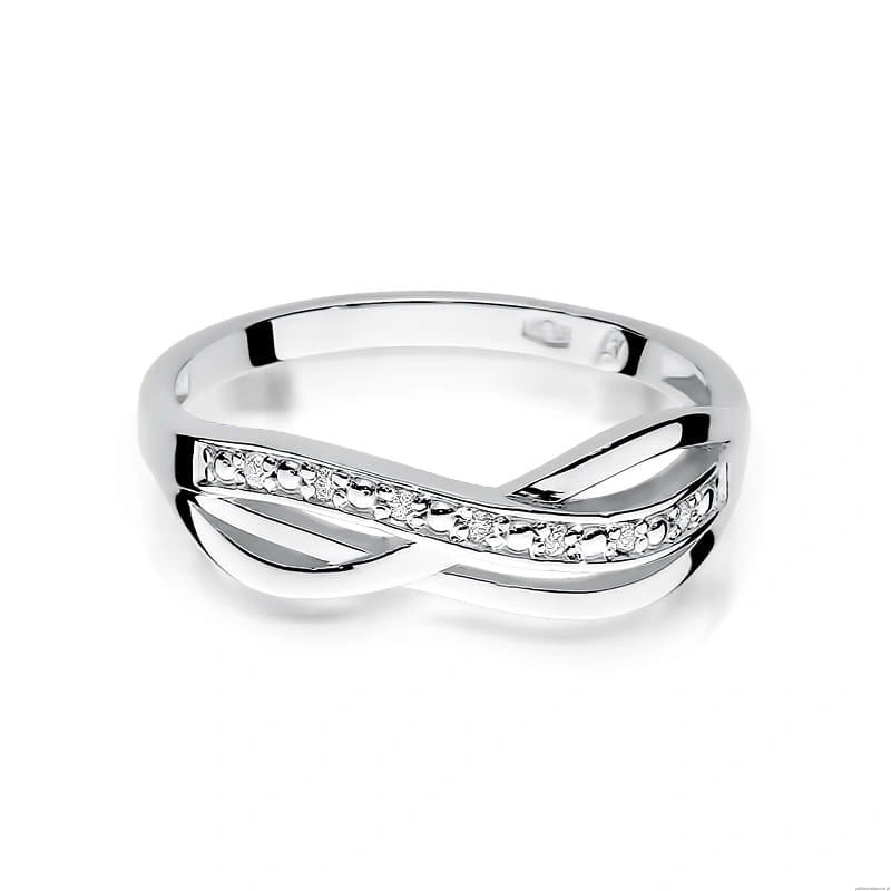 Pierścionek W090 z diamentami białe złoto