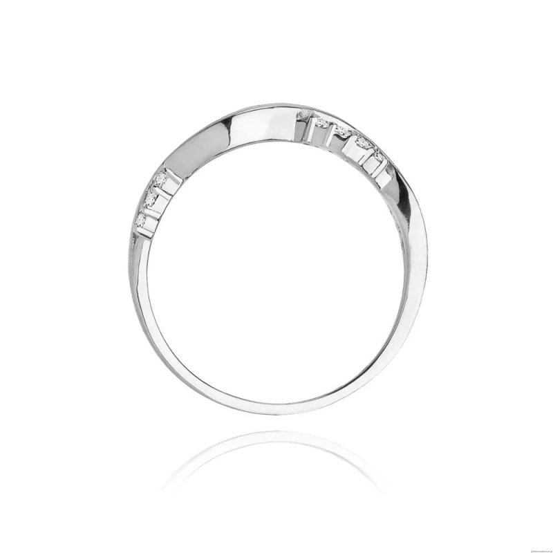 Pierścionek W096 z diamentami białe złoto