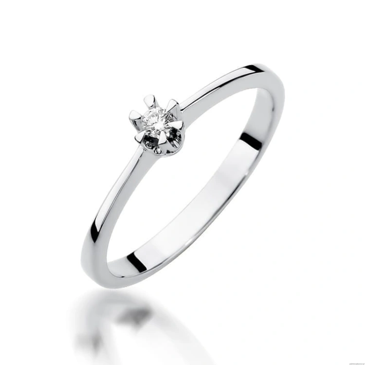 Pierścionek W111 Diament 0,04ct białe złoto