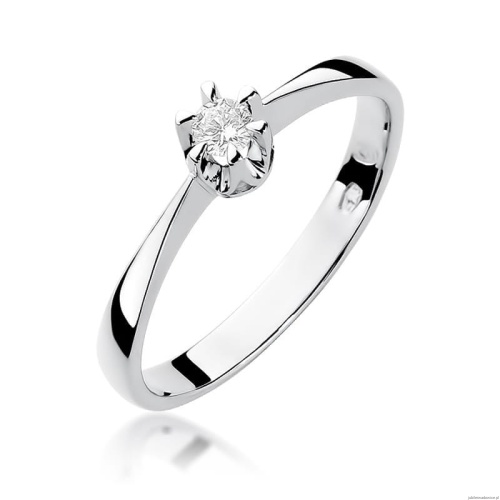 Pierścionek W111 Diament 0,10ct białe złoto
