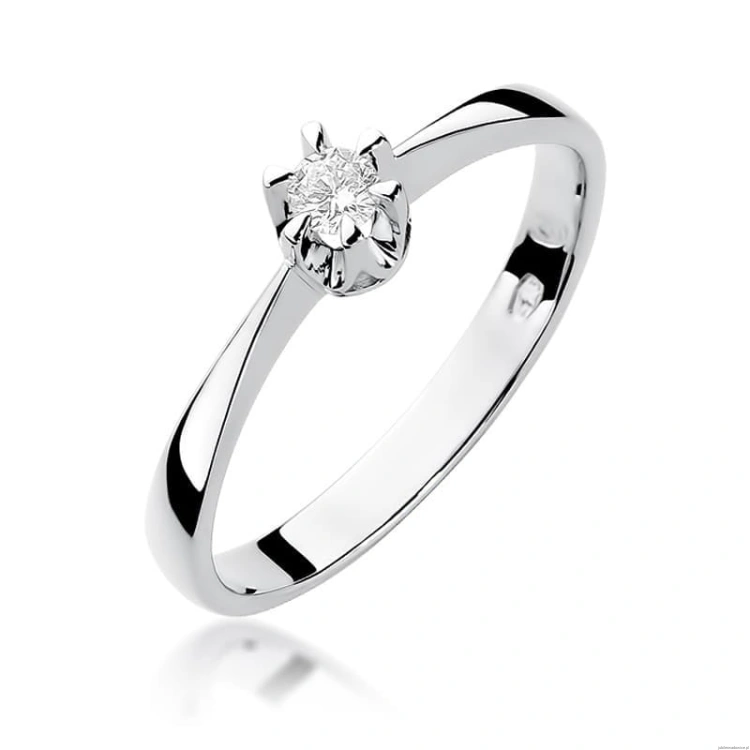 Pierścionek W111 Diament 0,10ct białe złoto