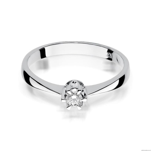 Pierścionek W111 Diament 0,10ct białe złoto