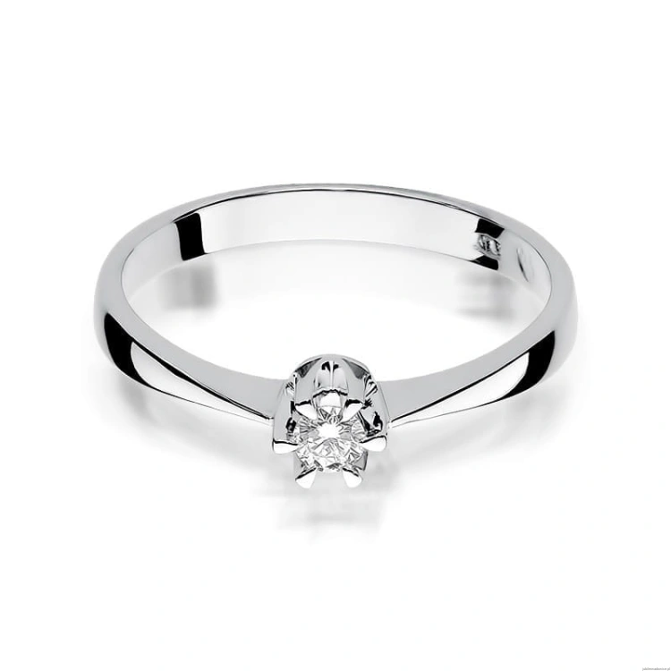 Pierścionek W111 Diament 0,10ct białe złoto