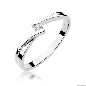 Pierścionek W137 Diament 0,04ct białe złoto