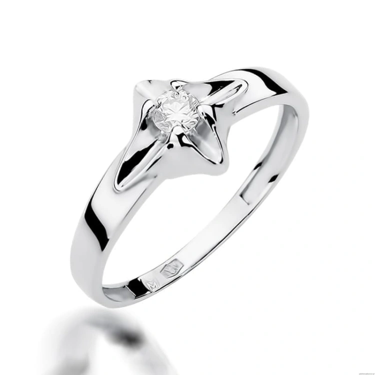 Pierścionek W155 Diament 0,12ct białe złoto