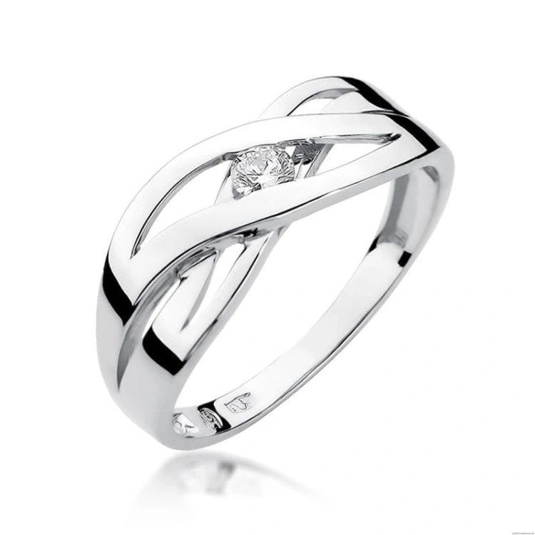 Pierścionek W156 Diament 0,10ct białe złoto