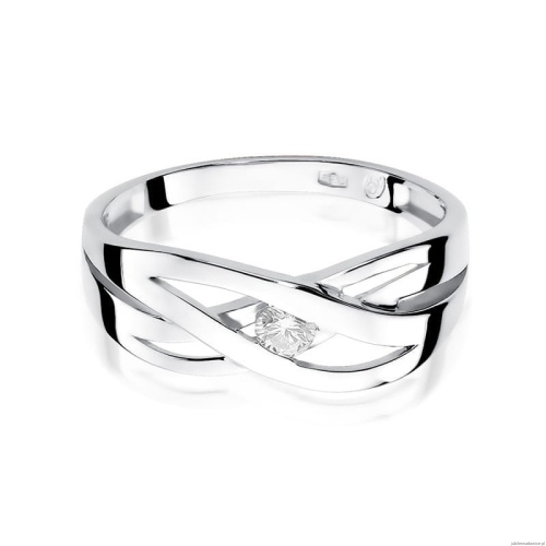 Pierścionek W156 Diament 0,10ct białe złoto
