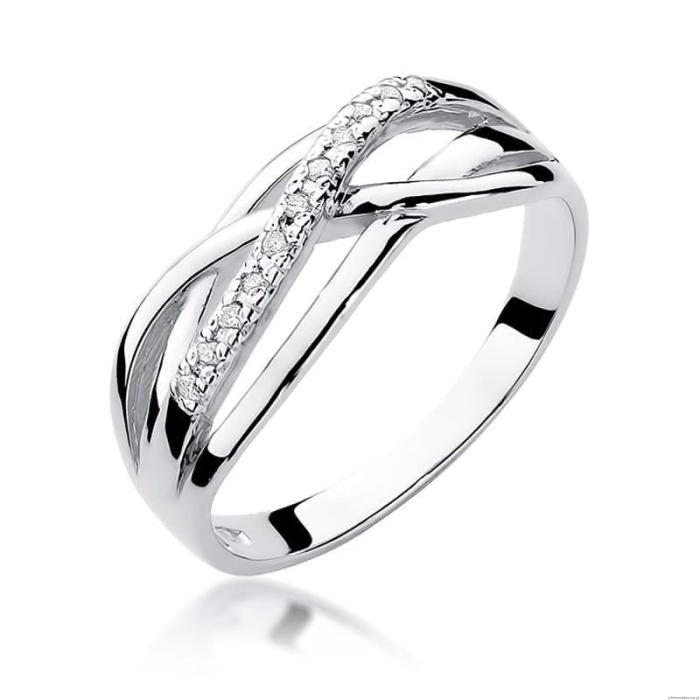 Pierścionek W157 z diamentami białe złoto