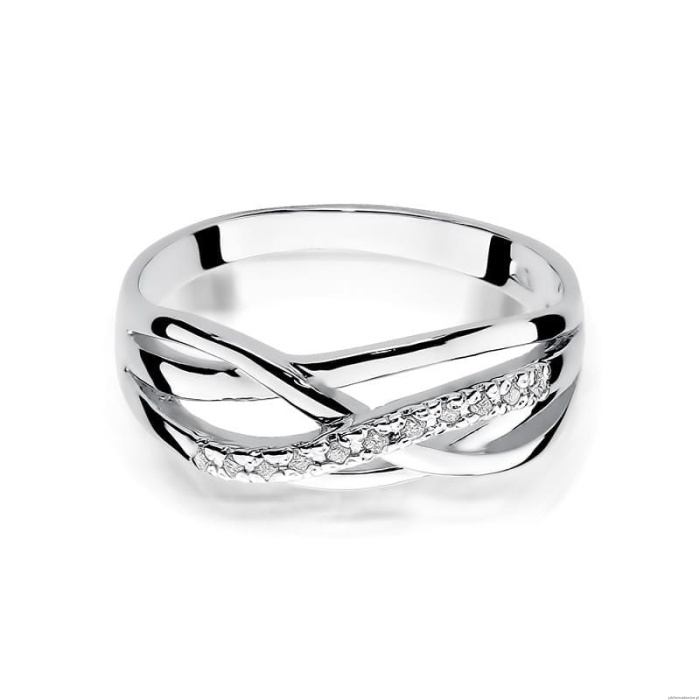 Pierścionek W157 z diamentami białe złoto