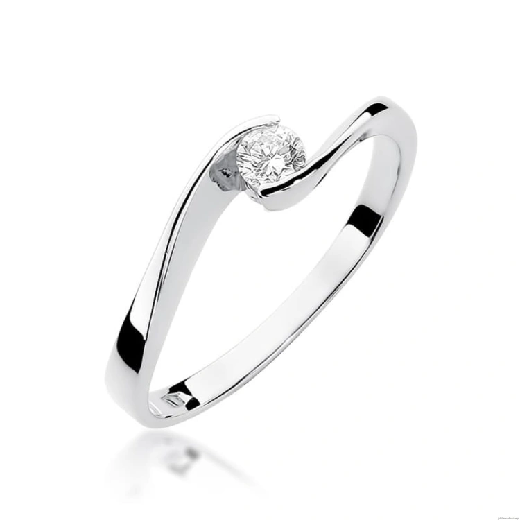 Pierścionek W160 Diament 0,13ct białe złoto