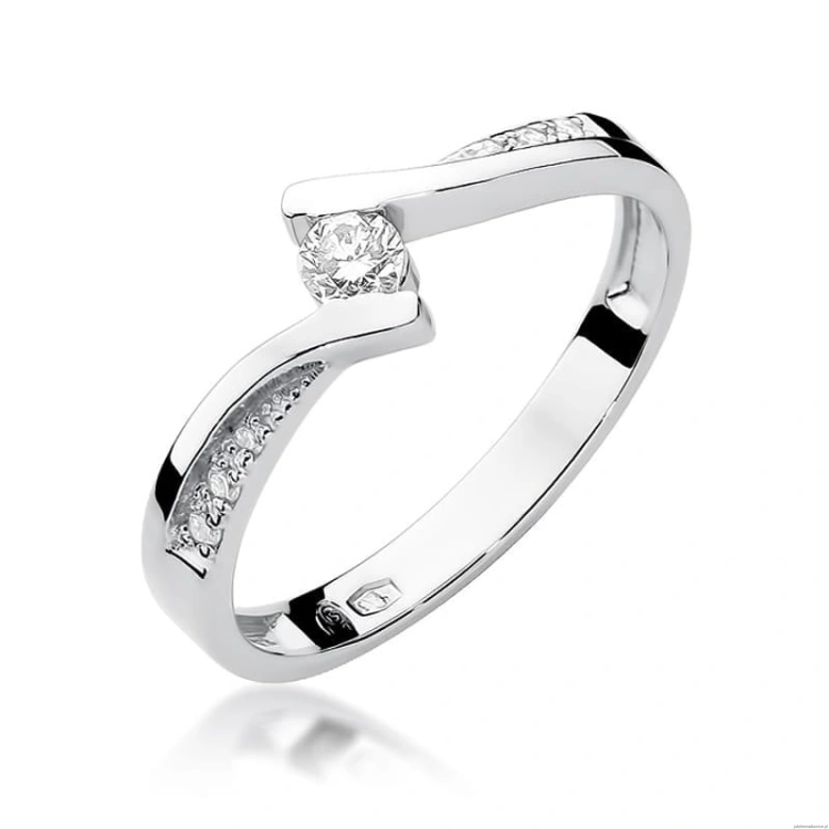Pierścionek W177 Diament 0,13ct białe złoto