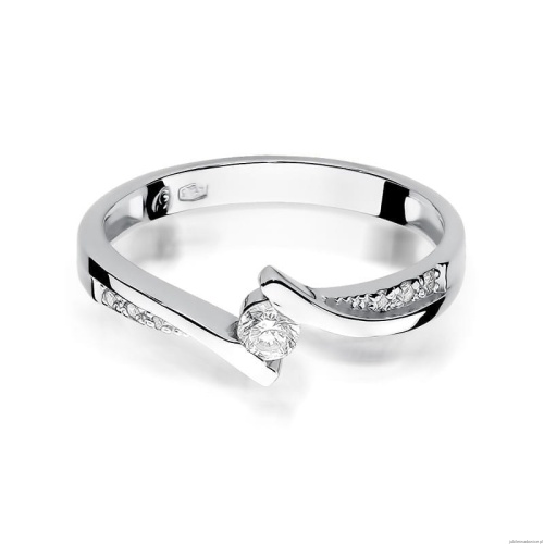 Pierścionek W177 Diament 0,13ct białe złoto