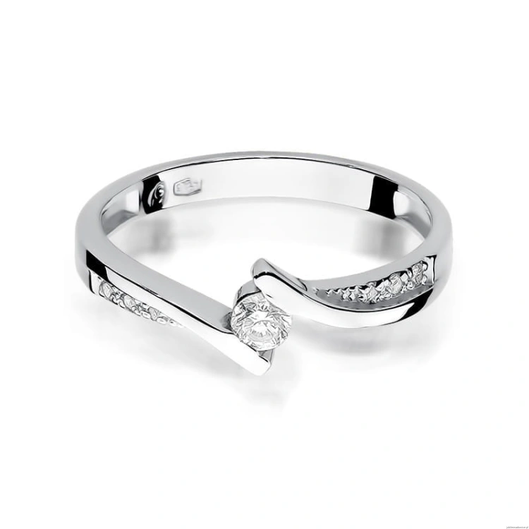 Pierścionek W177 Diament 0,13ct białe złoto
