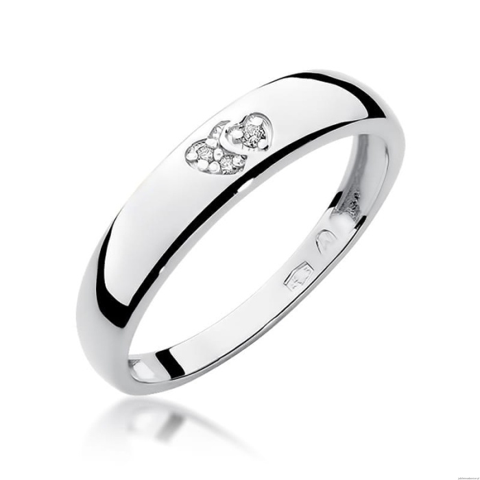 Pierścionek W189 z diamentami białe złoto